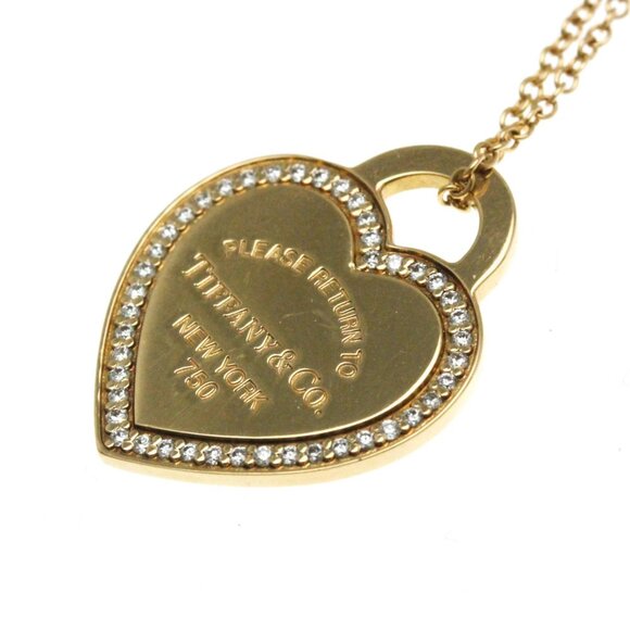 TIFFANY Return To Tiffany Diamond Necklace 18K Pink Gold Pendant - Picture 3 of 13